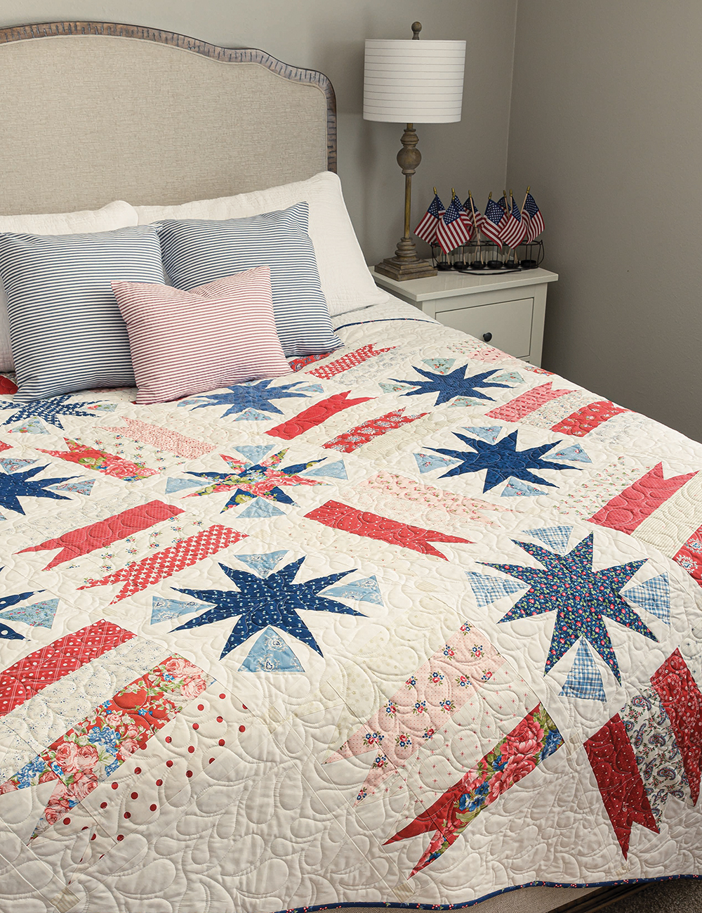 Patriotic Patch Quilted Pillow